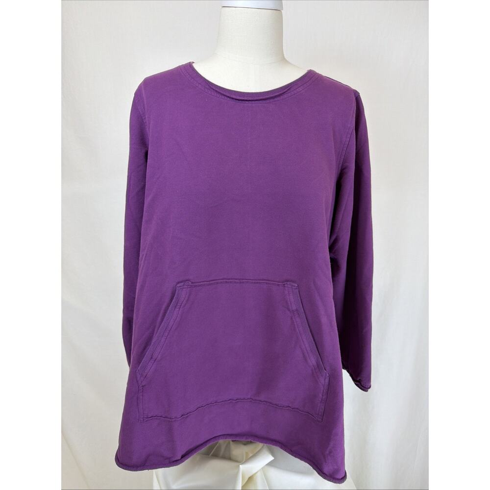 NWT Kleen Purple Long Sleeve Kangaroo Pocket High Low Tunic Top #0727 SZ L